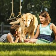 Children with dog